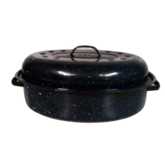 Medium Blue Roaster Pan / Great For All Occasions / Some Wear - Picture 2 of 16